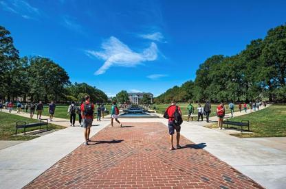 Students walking on McKeldin Mall