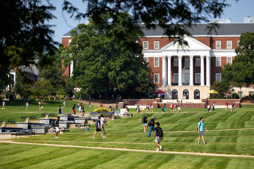 Students Going to Class on the Mall